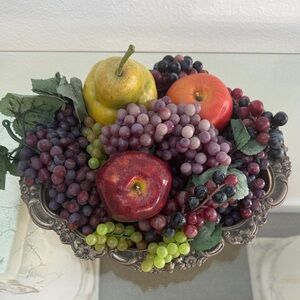 Decorative Fruit Centerpiece Bowl with Assorted Faux Fruit
